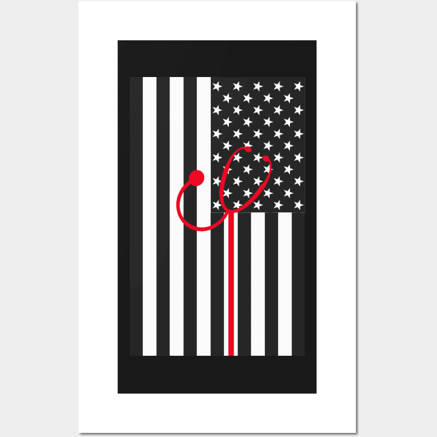 Copy of Thin White Line, Emergency Rescue EMS and EMT Gifts Wall Art by 3QuartersToday